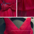 A-Line Backless Sexy Tulle Tiered Bow Pleat Robe de bal rouge